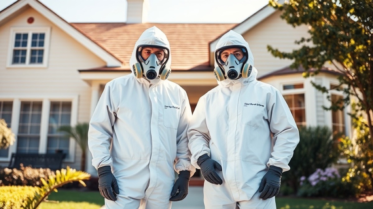 Professional biohazard cleanup technicians in protective gear ready to help Denver families